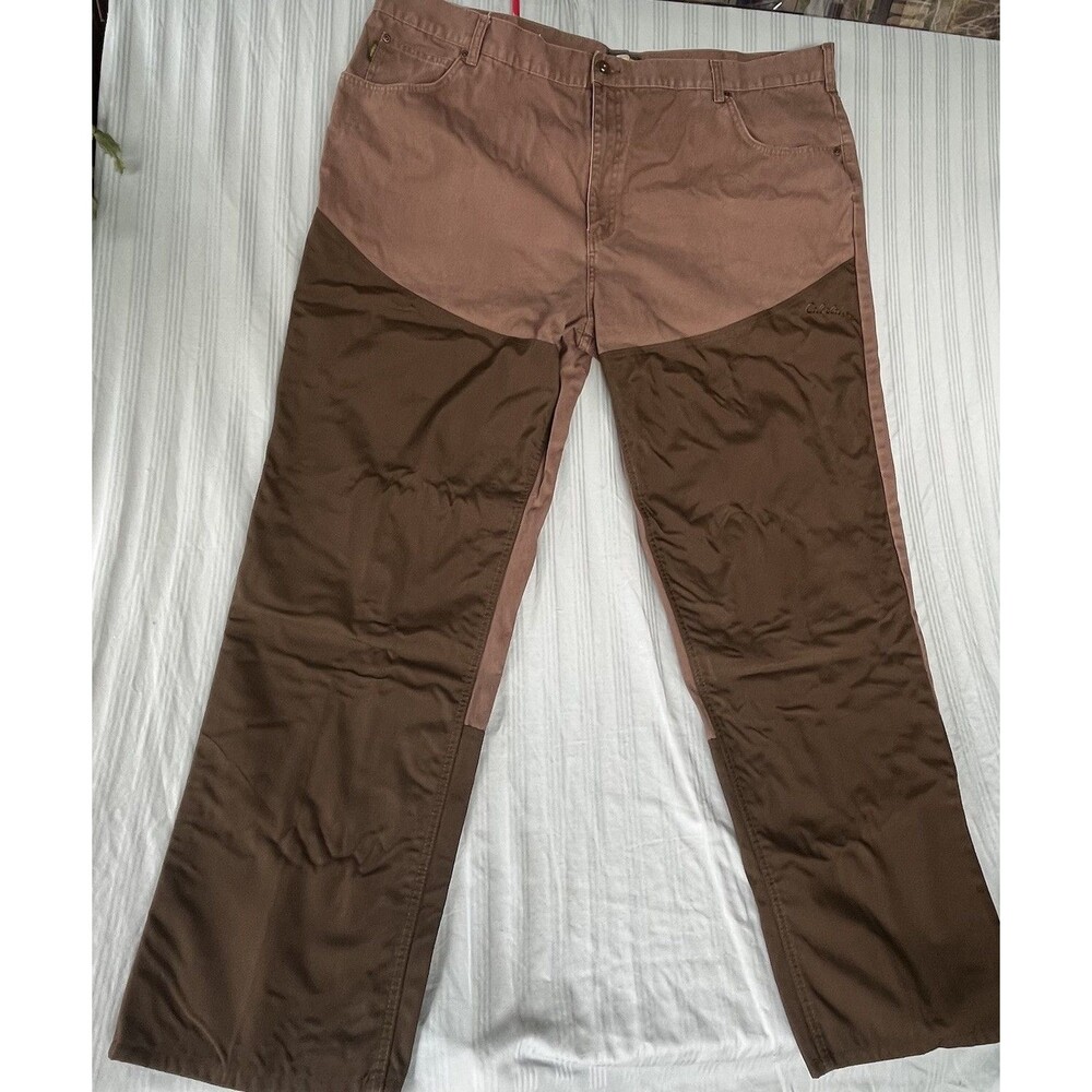 Cabelas Pants Brush Guard Men 48/34 (48/33) Canvas Overlay Outdoor Dk Khaki